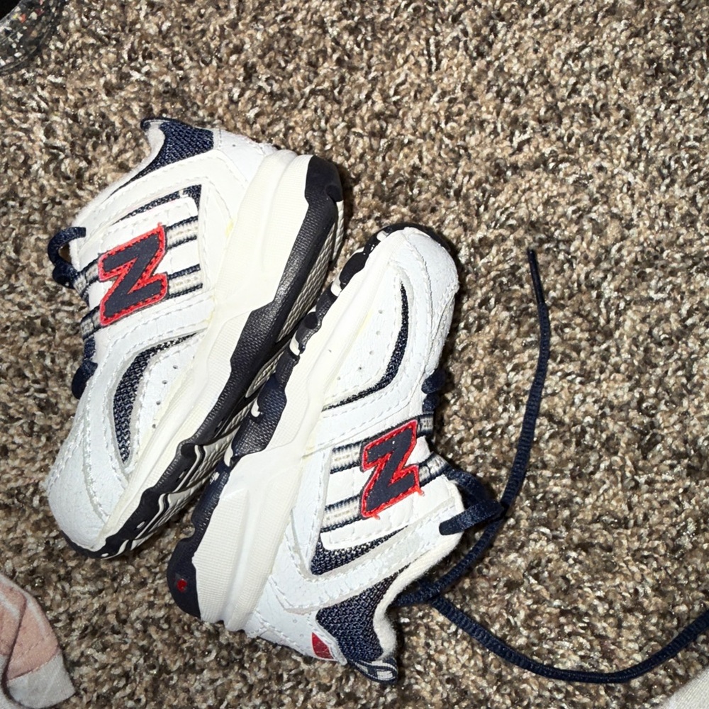 Kids White and Navy Sneakers